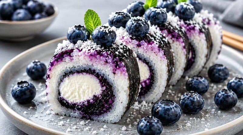 Blueberry Cheesecake Sushi Rolls