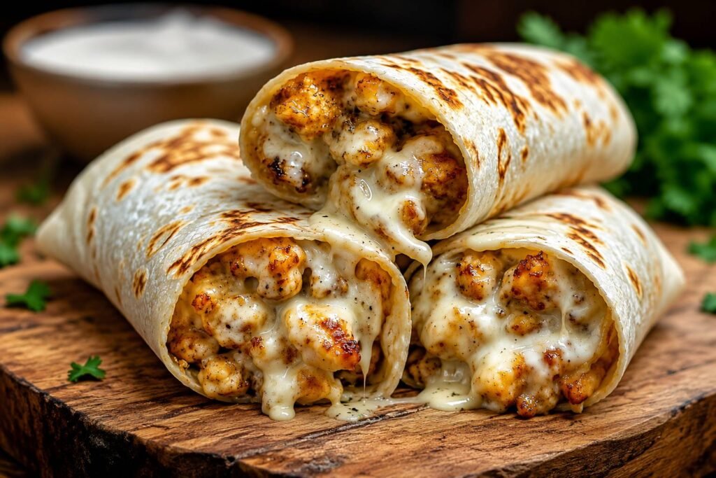 Cheesy Garlic Chicken Wraps