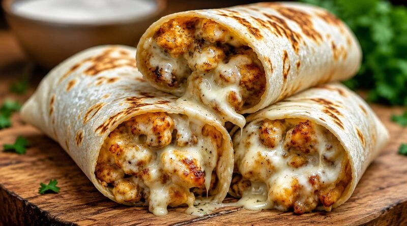 Cheesy Garlic Chicken Wraps