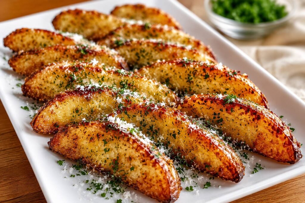 Crispy Garlic Parmesan Potato Wedges