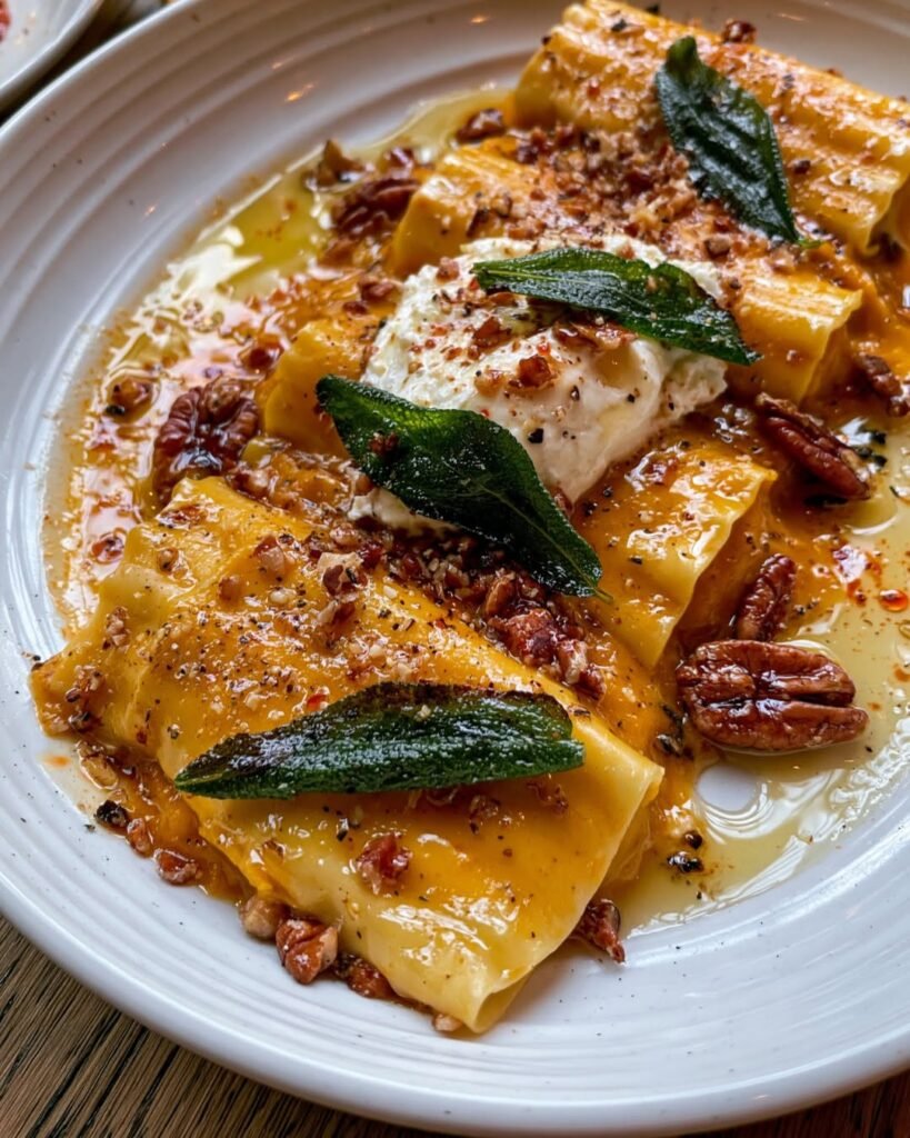 Creamy Pumpkin Cannelloni with Burrata